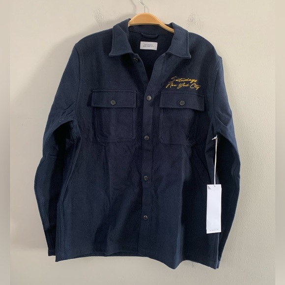 NEW SATURDAYS NEW YORK CITY RYAN SOLID FLANNEL WORKSHIRT SIZE:S - Picture 3 of 6